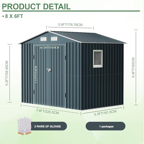 Outdoor Steel Storage Shed with Lockable Doors and Window L987864