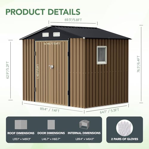 Outdoor Steel Storage Shed with Lockable Doors and Windows E249038