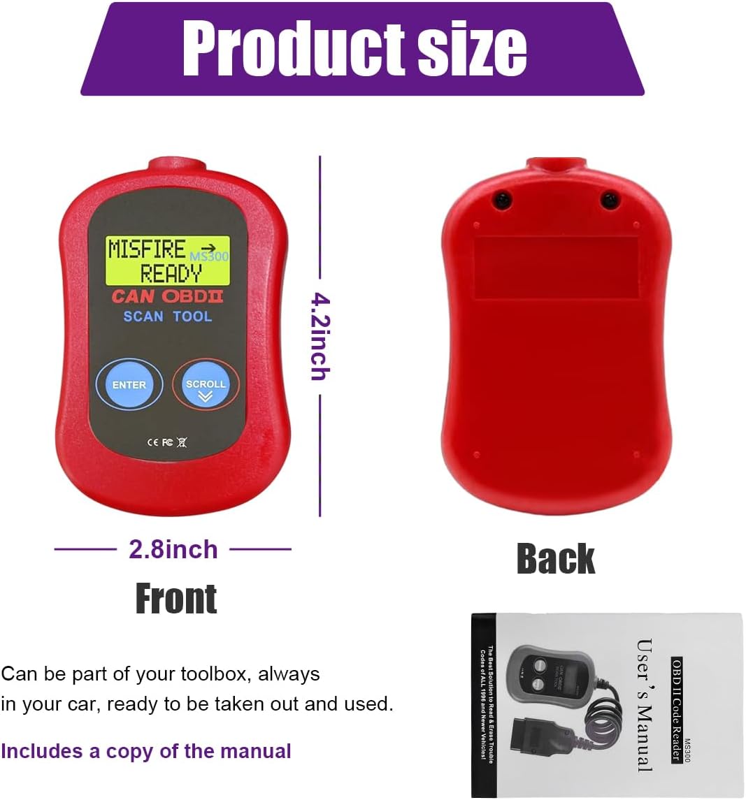 OBD2 Scanner Code Reader, Engine Fault Diagnostic Tool O7096