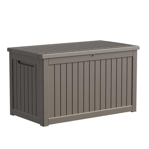 100 Gallon Resin Deck Box, Lockable Patio Outdoor Storage, Waterproof - Black F75230