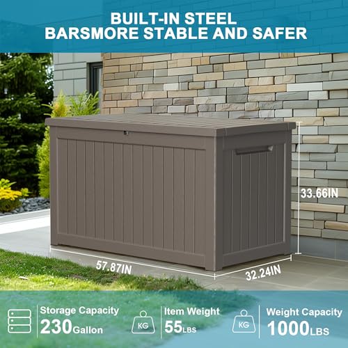 100 Gallon Resin Deck Box, Lockable Patio Outdoor Storage, Waterproof - Black F75230