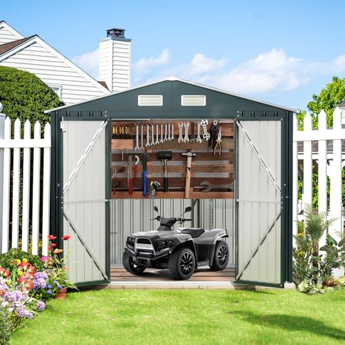 Outdoor Steel Storage Shed with Lockable Doors and Window L987864
