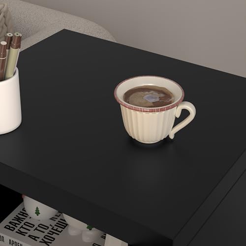 Black Metal Nightstand with Storage Cabinet and Shelves M836