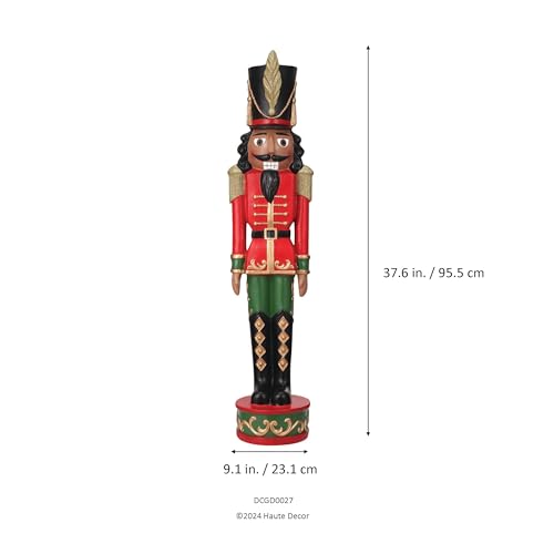 Red and Green Christmas Nutcracker Holiday Decoration, 37-inch Freestanding Resin I1504