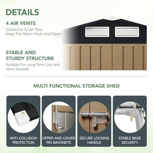 Outdoor Steel Storage Shed with Lockable Doors and Windows E249038