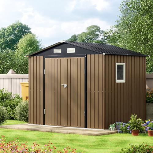 Outdoor Steel Storage Shed with Lockable Doors and Windows E249038