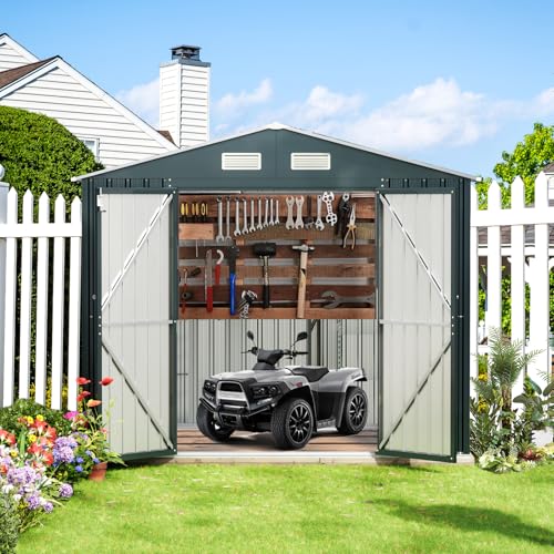 Outdoor Steel Storage Shed with Lockable Doors and Window L987864