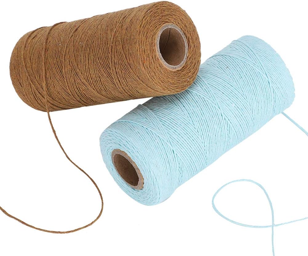 2 Rolls Weaving Thread, Tensile Resistant Pure Cotton Yarn Durable Loom Warp Thread Cotton Thread Rug Yarn for Knitting Tatting Carpet Tapestry