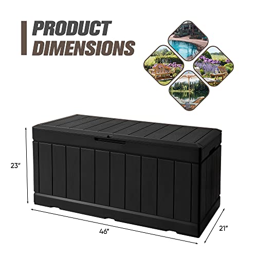 31 Gallon Resin Deck Box Waterproof Indoor Outdoor Storage for Patio Cushions and Garden Tools L90121
