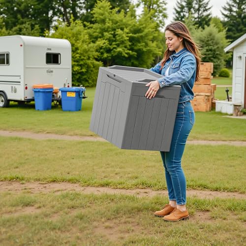 30 Gallon Waterproof Resin Deck Box for Outdoor Patio and Garden Storage Q30388