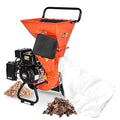 3 in 1 Wood Chipper Shredder Mulcher, 7 HP 212cc Heavy Duty Gas Powered, 3" Inch Max Wood Diameter Capacity, 2 Hoppers Multi-Function with Large Cutting Disc, Included Debris Bag