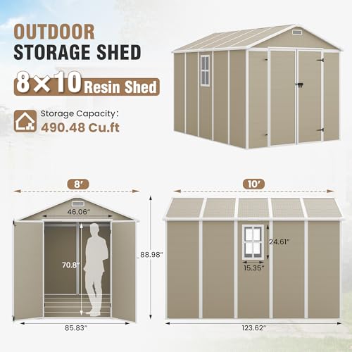 Outdoor Storage Shed 6x6 FT Resin with Floor and Lockable Door Z166