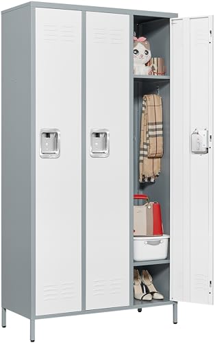 Vintage Metal Locker with Hooks, Lockable Single Door Storage M901