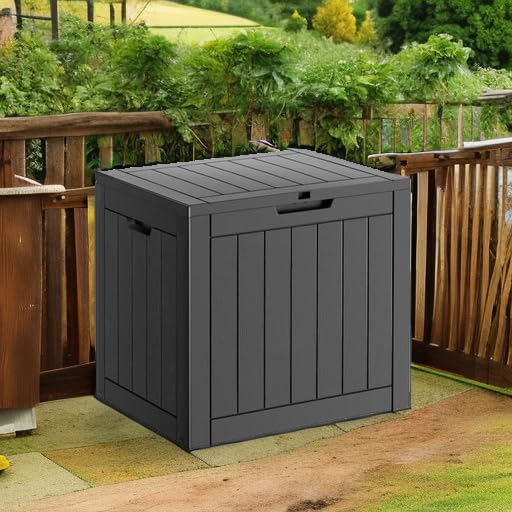 100 Gallon Resin Deck Box, Lockable Patio Outdoor Storage, Waterproof - Black F75230