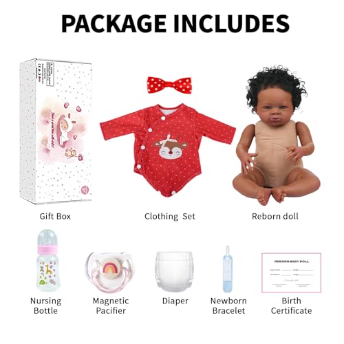Reborn Baby Doll Black Girl - 20 Inch Realistic Newborn Doll, Soft Weighted Body, Gift for Kids Age 3+ X7248