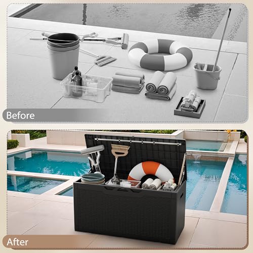 Outdoor Resin Deck Box 120 Gallon Waterproof Lockable F693676