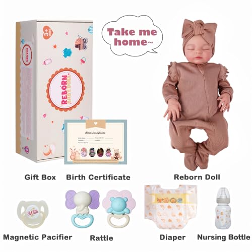 20 inch Soft Vinyl Reborn Baby Doll, Realistic Newborn Sleeping Doll for Kids Age 3+ B234152