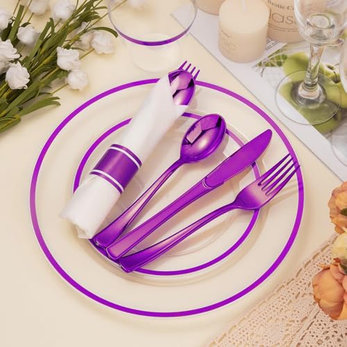 Disposable Plates and Cups Set for 50 Guests with Napkins and Cutlery V71219