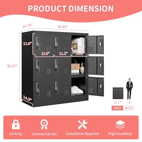Steel Storage Locker Cabinet with Lock and Card Slot for Office, Gym, Home, School V427708