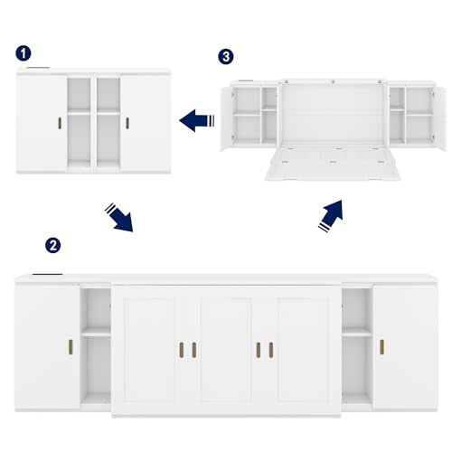 Wall Cabinet Bed with Storage and Bookcase Headboard F651615
