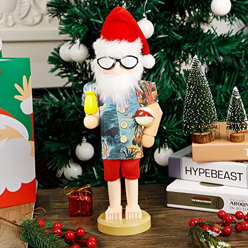 14 Inch Christmas Nutcracker Figures, Wooden Santa Chef Holding Gingerbread Men, Tabletop Centerpiece Decor R14704