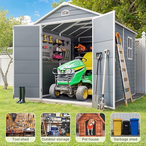 Outdoor Storage Shed with Floor, Lockable Doors, Window, Vents, Steel Frame U71245