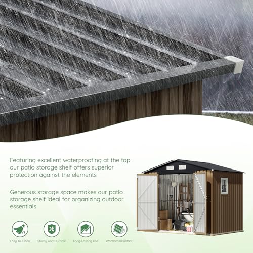 Outdoor Steel Storage Shed with Lockable Doors and Windows E249038