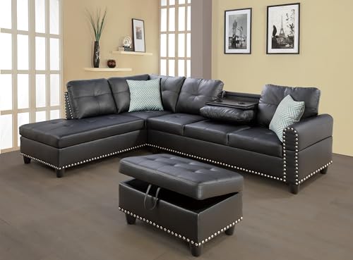 4-in-1 Convertible L Shaped Couch with Pull Out Bed and Storage Z983