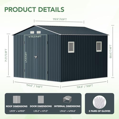 Outdoor Steel Storage Shed with Lockable Doors and Windows E249038