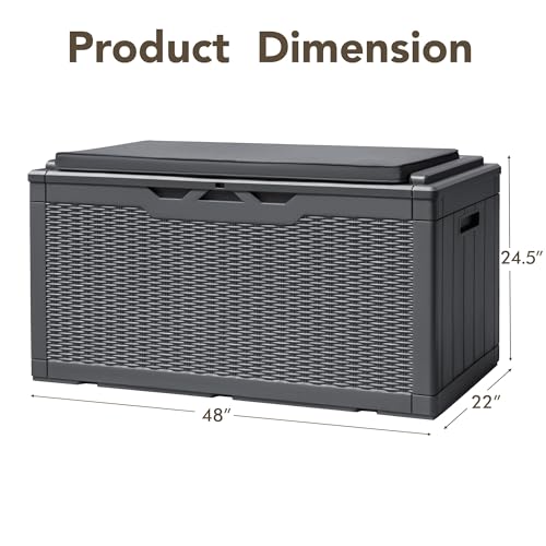 Outdoor Resin Deck Box 120 Gallon Waterproof Lockable F693676