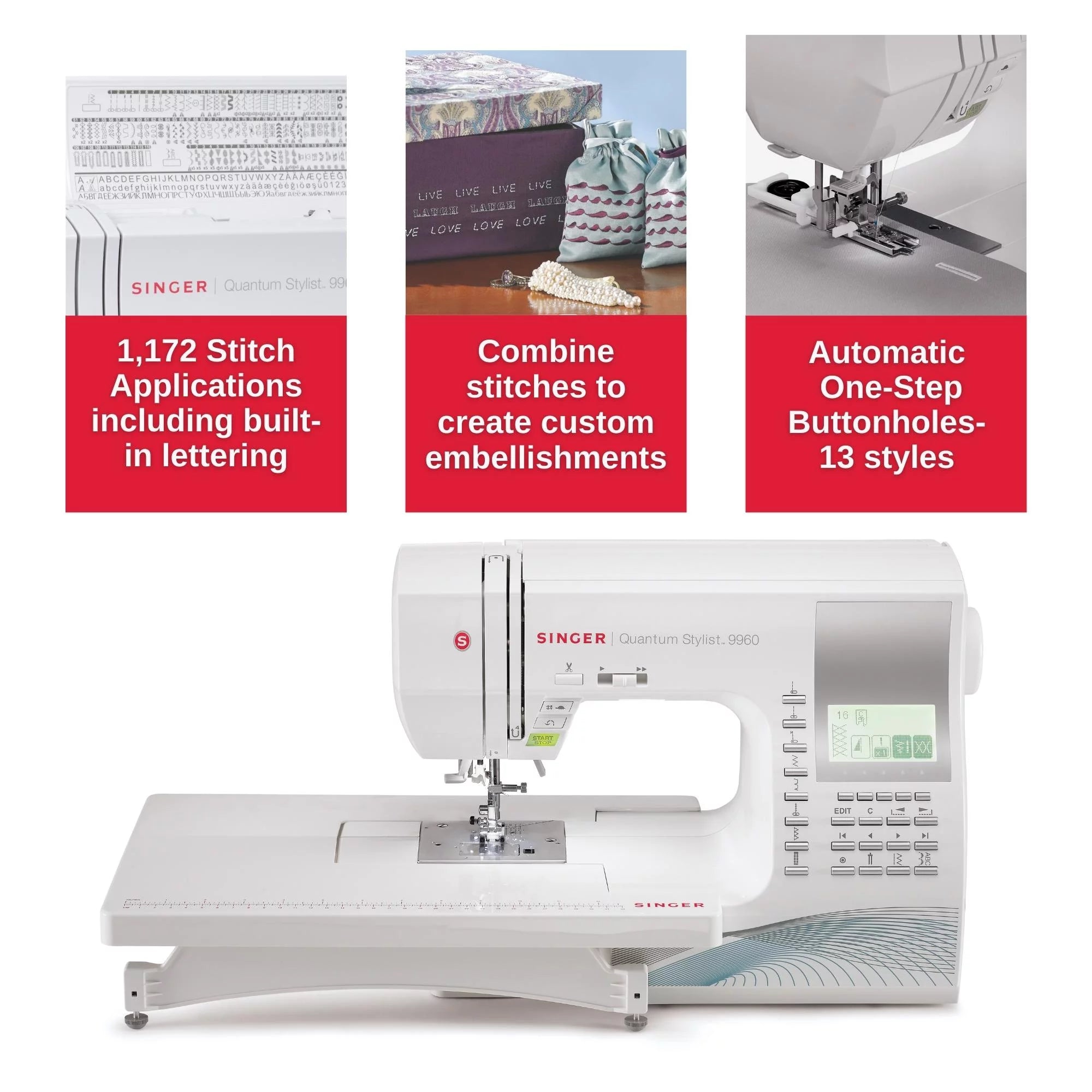 Computerized Sewing Machine with Accessory Kit and Extension Table B544735