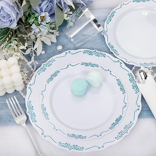 350PCS Clear Gold Plastic Dinnerware Set for 50 Guests, Disposable Plates, Cups & Silverware N692