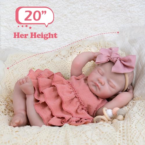 Reborn Baby Doll Girl 20" Realistic Sleeping Newborn with Feeding & Outfit Set F6590