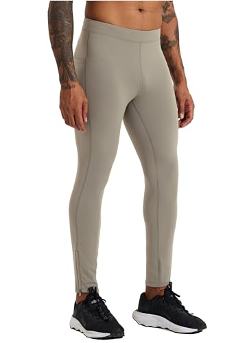 Men's Fleece Running Leggings Winter Cycling Tights with Zipper Pockets S472