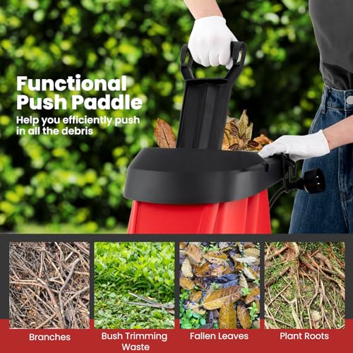 Electric Wood Chipper Shredder, Corded Leaf Mulcher with Collection Bag P14790