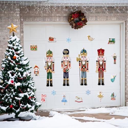 Christmas Garage Door Decoration Magnet 19Pcs Nutcracker Snowflake Fridge Stickers I122182