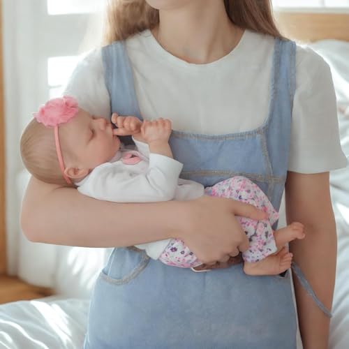 Lifelike Reborn Baby Doll Girl, 17 Inch Soft Body Realistic Newborn Vinyl Silicone Doll with Feeding Kit H33373