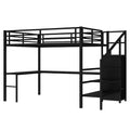 Queen Size Loft Bed with LED Lights, USB Ports and L Shaped Desk T2498