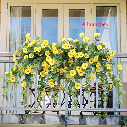 Artificial Morning Glory Trumpet Flower Vine Bouquet Hanging Wall Decor C130