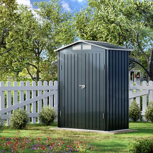 Outdoor Steel Storage Shed with Lockable Doors and Windows E249038