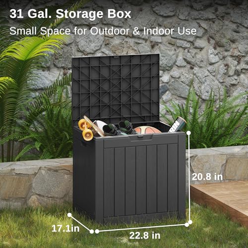 Outdoor Storage Box 31 Gallon Waterproof Resin Deck Box V3075