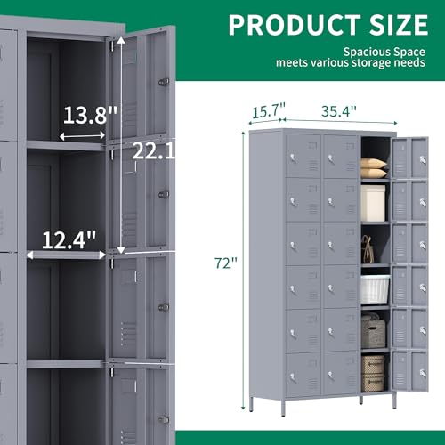 3-Door Steel Storage Locker with Shelves and Hooks I822961