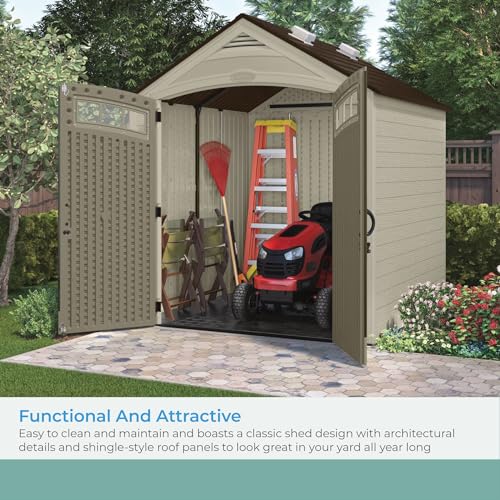 7x7 Storage Shed with Resin Panels and Skylights Z334