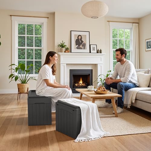 31 Gallon Resin Deck Box Waterproof Indoor Outdoor Storage for Patio Cushions and Garden Tools L90121