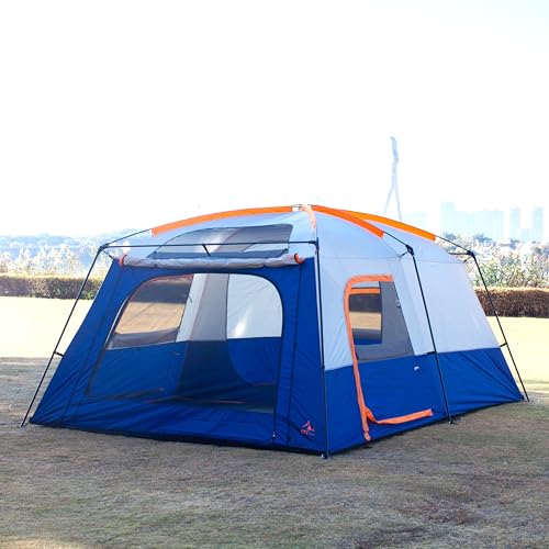 Extra Large Family Cabin Tent 2 Rooms 3 Doors 3 Windows Waterproof for Camping H460