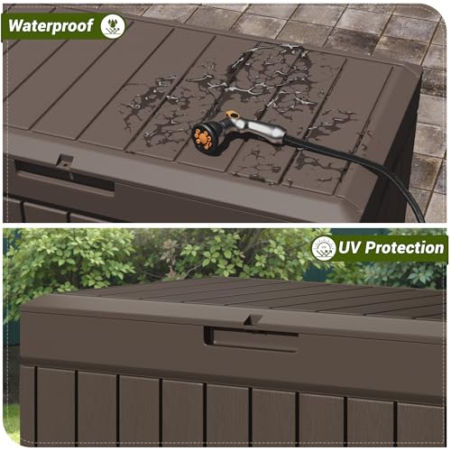 30 Gallon Waterproof Resin Deck Box for Outdoor Patio and Garden Storage Q30388