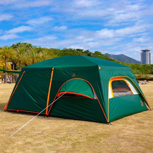 Extra Large Family Cabin Tent 2 Rooms 3 Doors 3 Windows Waterproof for Camping H460