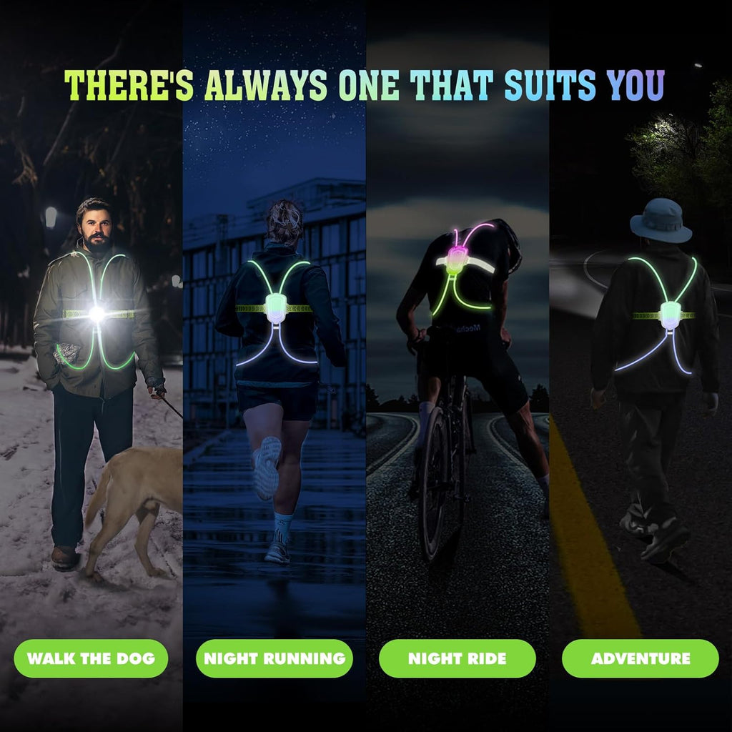 Reflective Running Vest with LED Lights, Rechargeable, Adjustable for Men Women Kids Z564396