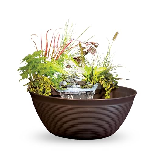 Container Water Feature Kit with Waterfall Fountain, Pump & Filtration for Indoor & Outdoor Mini Pond O74793
