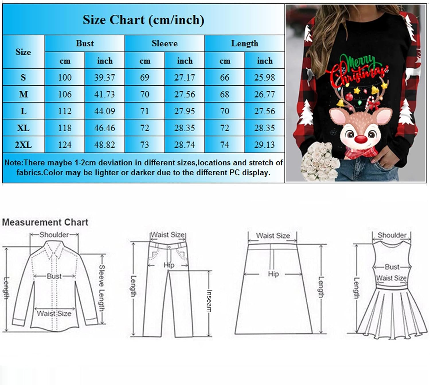 Women's Plus Size Christmas Sweatshirt Crewneck Long Sleeve V2203